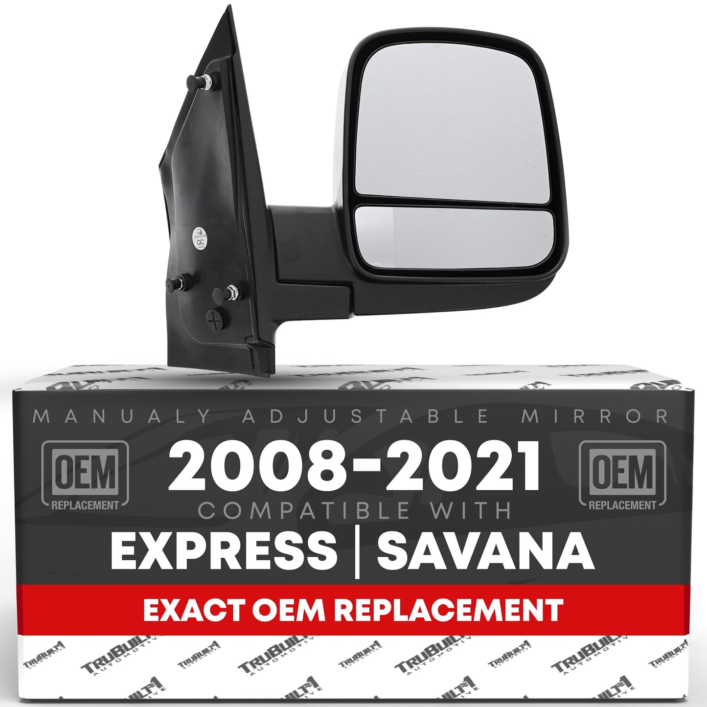 2008-2021 Chevrolet Express GMC Savana 1500 2500 3500 Passenger Side Mirror - Manual Folding Dual Glass Textured Black - Passenger Side Mirror