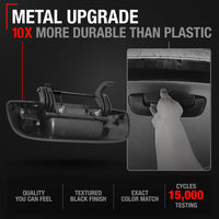 Dodge Ram Liftgate Handle - All Chrome Metal Assembly with Keyhole, Upgraded Replacement for 1500 2500 3500 - Texture Tailgate Handle