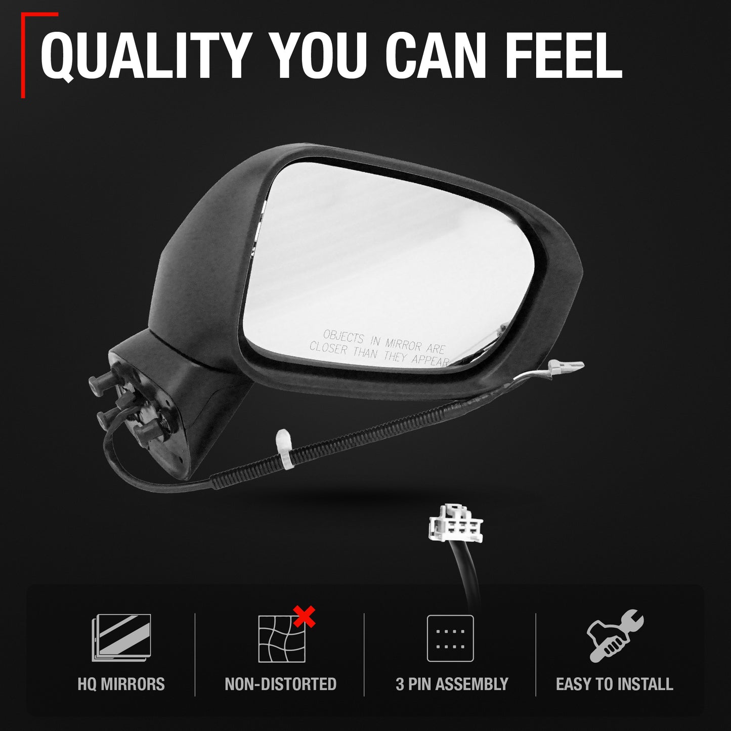 Passenger Side Power Adjustable Side View Mirror - Compatible with 2014-2015 Honda Civic - Power Adjust, Non-Heated, Manual Folding - Paintable Textured Black Housing - OEM 76208TR4C01-PFM - Passenger Side Mirror