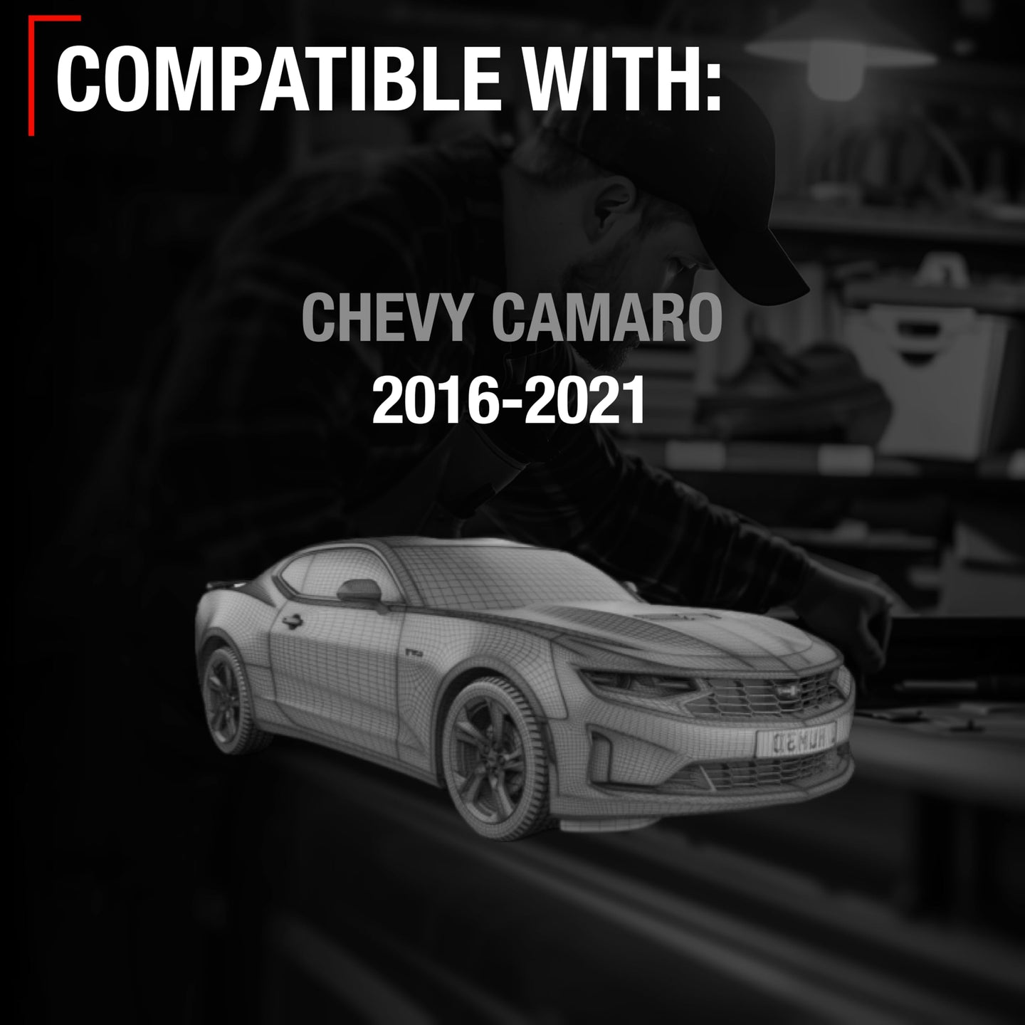 2016-2021 Chevrolet Camaro Passenger Side Mirror Replacement Powered Adjustment Non-Foldable Convex Glass Smooth Black - Passenger Side Mirror