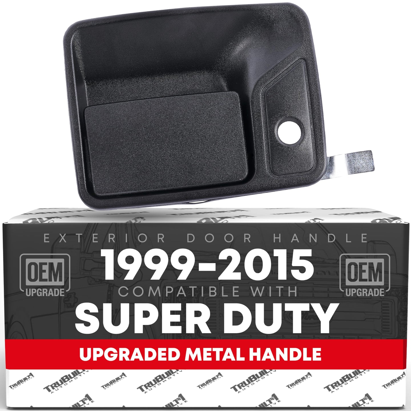 1999-2016 Ford F-Super Duty F-250 F-350 F-450 F-550 Exterior Front Passenger Door Handle Replacement - Upgraded Metal Textured Black with Keyhole - Front Passenger Door