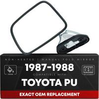 1987-1988 Toyota Pickup Driver Side Mirror Manual Non-Heated Manual Fold Chrome Smooth