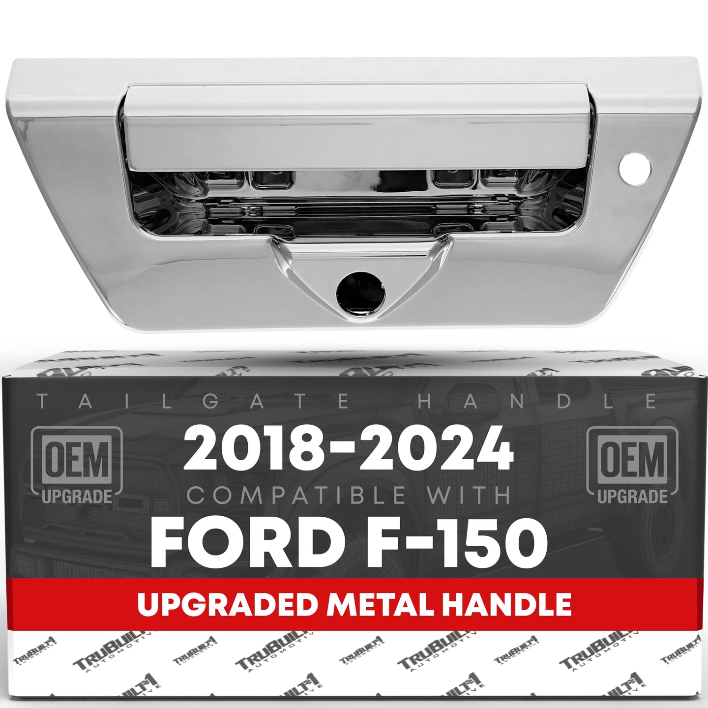 2018-2024 Ford F-150 Tailgate Handle Latch Replacement, Upgraded Metal - Textured Black with Keyhole and Camera Hole - Texture Tailgate Handle