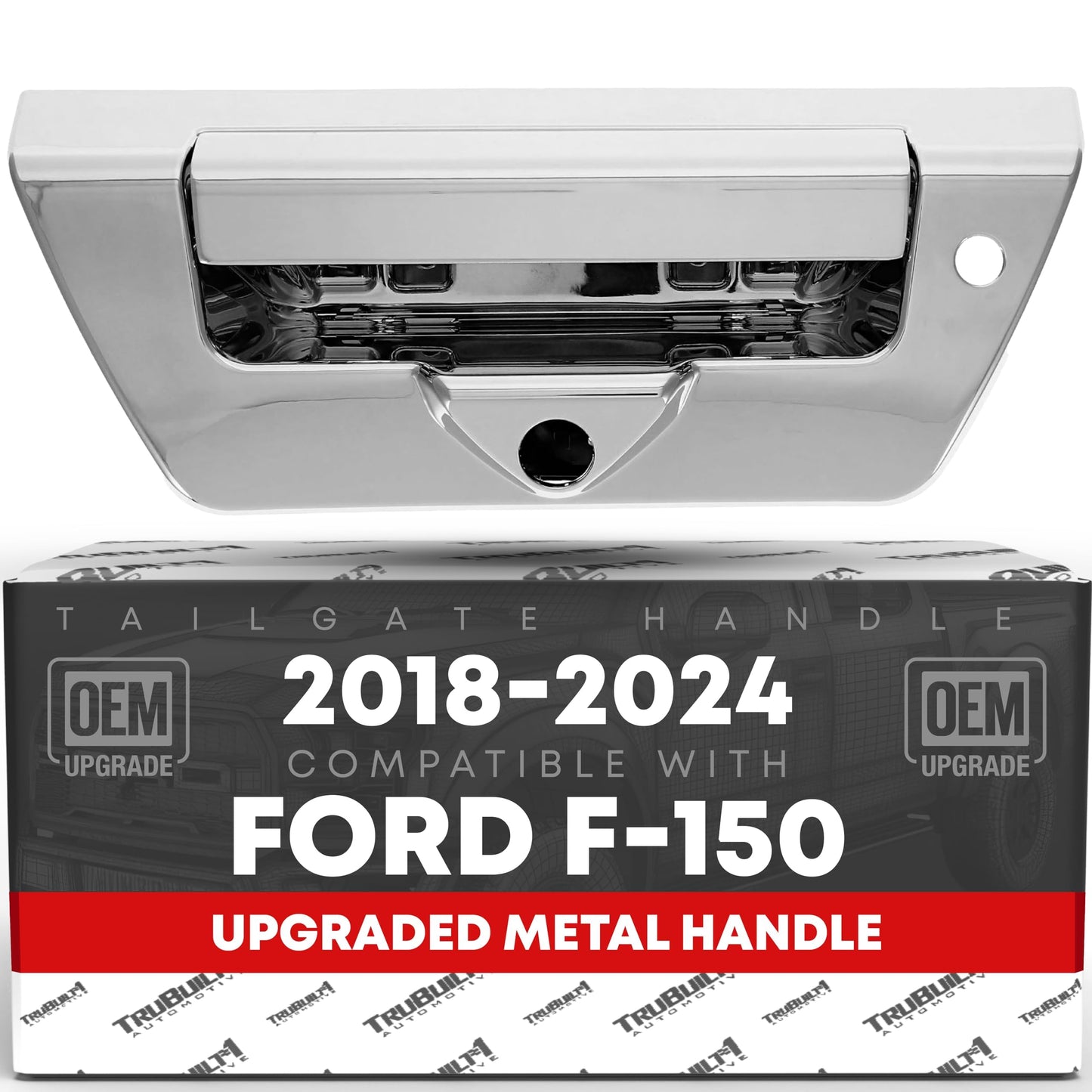 2018-2024 Ford F-150 Tailgate Handle Latch Replacement, Upgraded Metal - Textured Black with Keyhole and Camera Hole - Texture Tailgate Handle