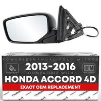 2018-2024 Toyota Camry Passenger Side Mirror Replacement - Powered Adjustment, Manual Folding, Convex Glass - Black - Driver Side Mirror
