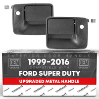 1999-2016 Ford F-Super Duty Exterior Front Driver and Passenger Door Handle Replacement - Upgraded Metal Textured Black - Front Left/Right Doors
