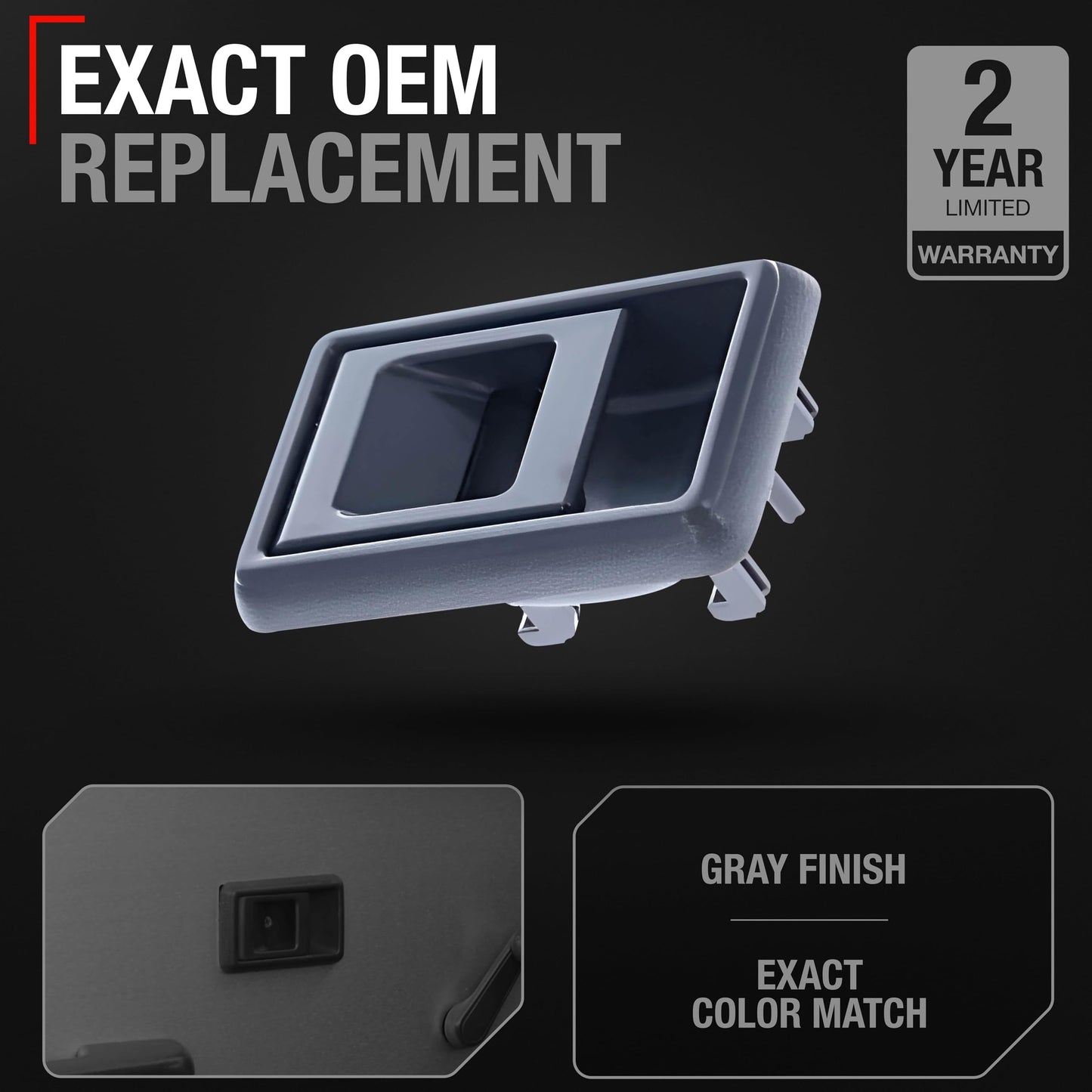 1988-1993 Toyota Corolla 1989-1995 4Runner Pickup 1995-2000 Tacoma Interior Front or Rear Passenger Door Handle - Gray - Gray,Passenger Door Handle