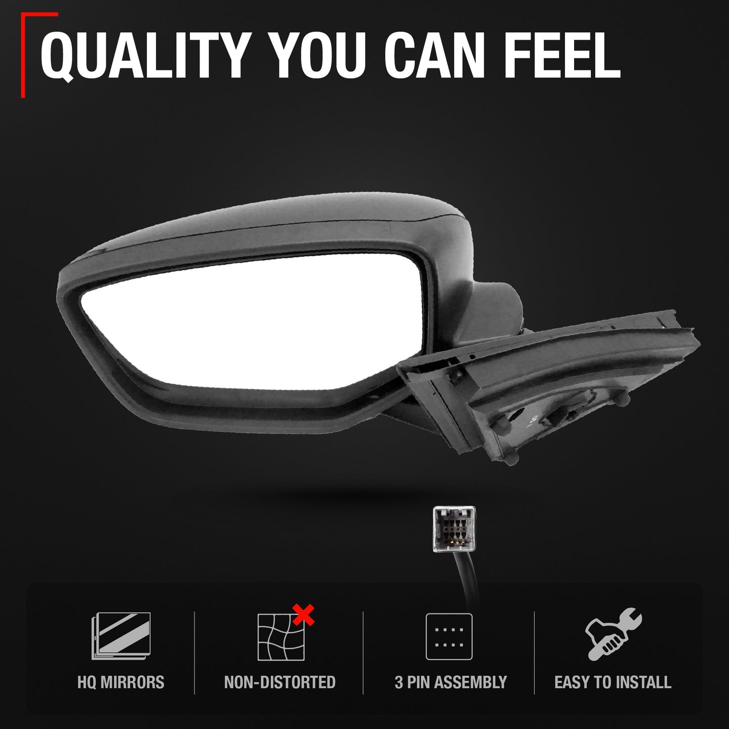 Driver Side Power Adjustable Side View Mirror - Compatible with 2008-2012 Honda Accord - Power Adjust, Non-Heated, Manual Folding - Paintable Textured Black Housing - OEM 76258TA5A01 - Driver Side Mirror