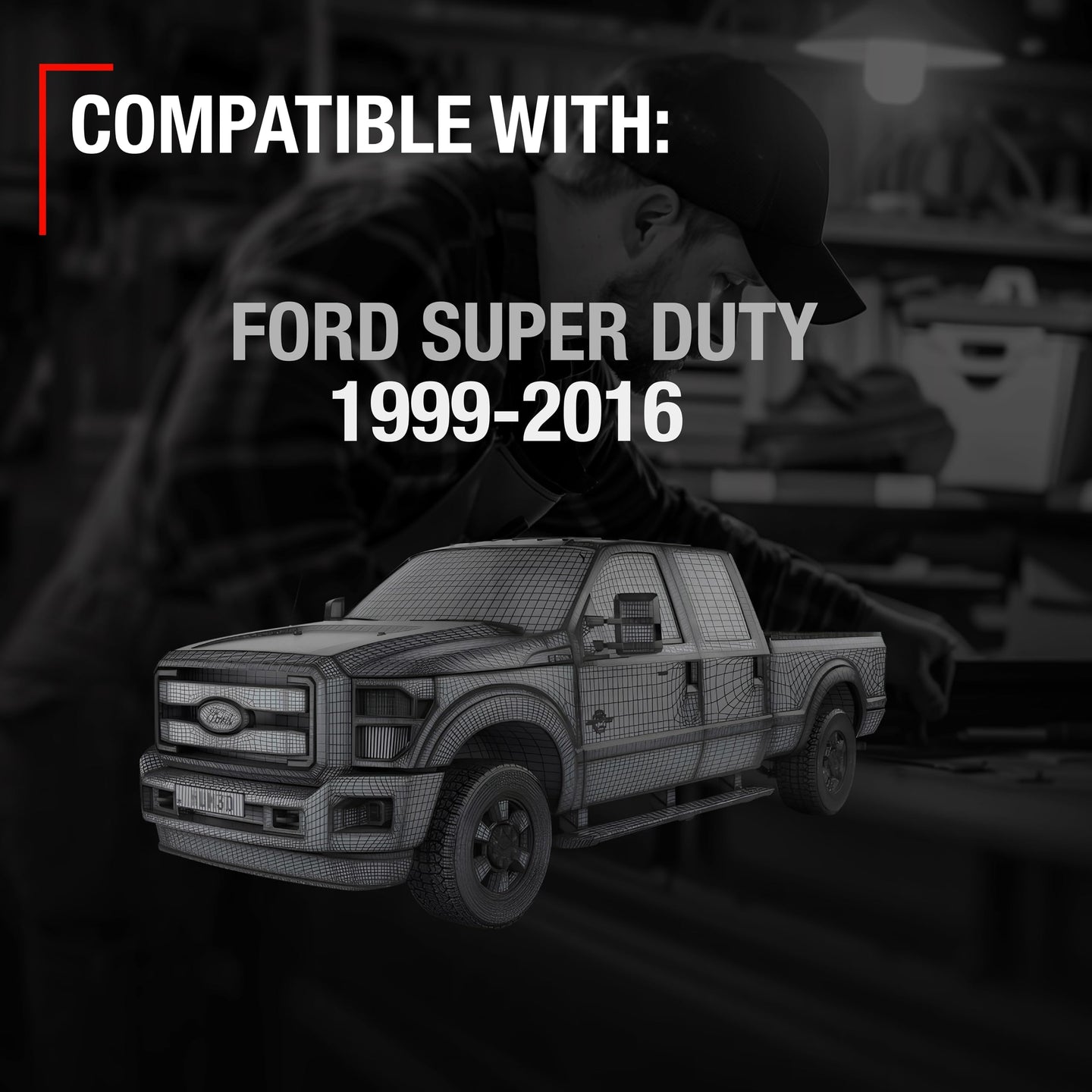 1999-2016 Ford F-250 F-350 F-450 F-550 Super Duty Exterior Front Driver Door Handle Replacement - Upgraded Metal Textured Black with Keyhole - Front Driver Door