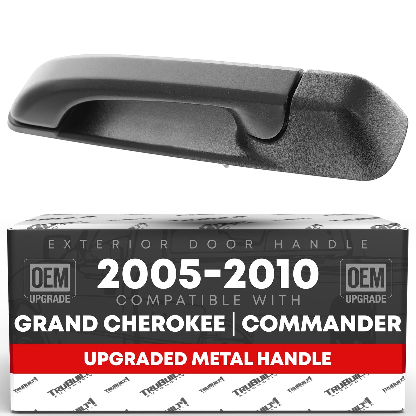 2005-2010 Jeep Commander Cherokee Exterior Rear Driver Door Handle, Upgraded Metal - Textured Black with Keyhole - Rear Driver Handle