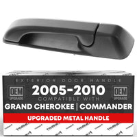 2005-2010 Jeep Commander Cherokee Exterior Rear Driver Door Handle, Upgraded Metal - Textured Black with Keyhole - Rear Driver Handle