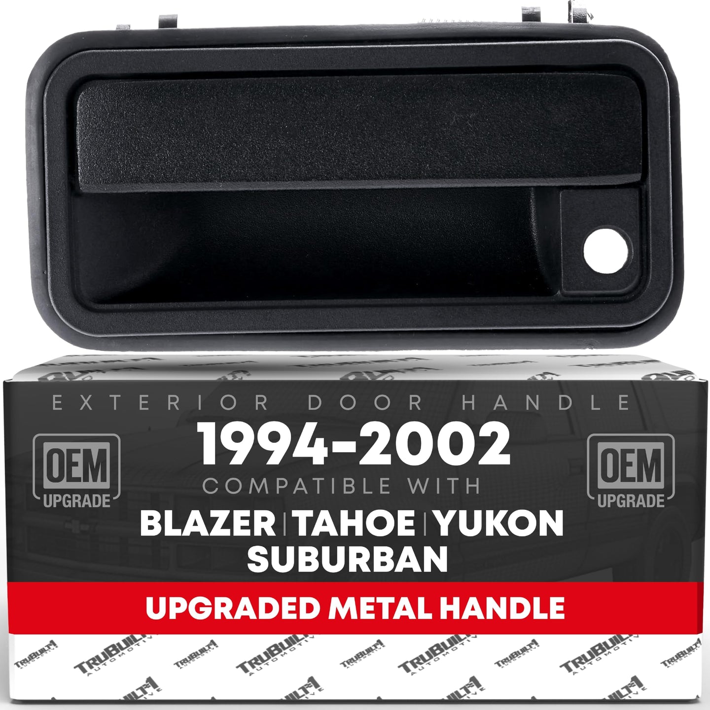 1994-2002 Chevrolet GMC C/K 1500 2500 3500 Blazer Tahoe Yukon Suburban Exterior Front Driver Door Handle Upgraded Metal - Textured Black - All-Metal Left Handle