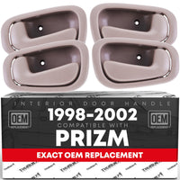 Interior Front/Rear Driver & Passenger Door Handle 4-Piece Set - Compatible with 1998-2002 Toyota Corolla, 98-02 Chevrolet Prizm - Beige - OEM 79500, 80890, 69206-02050-E0, 79501, 80889, 6920502050E0 - 4-Piece Set - Beige