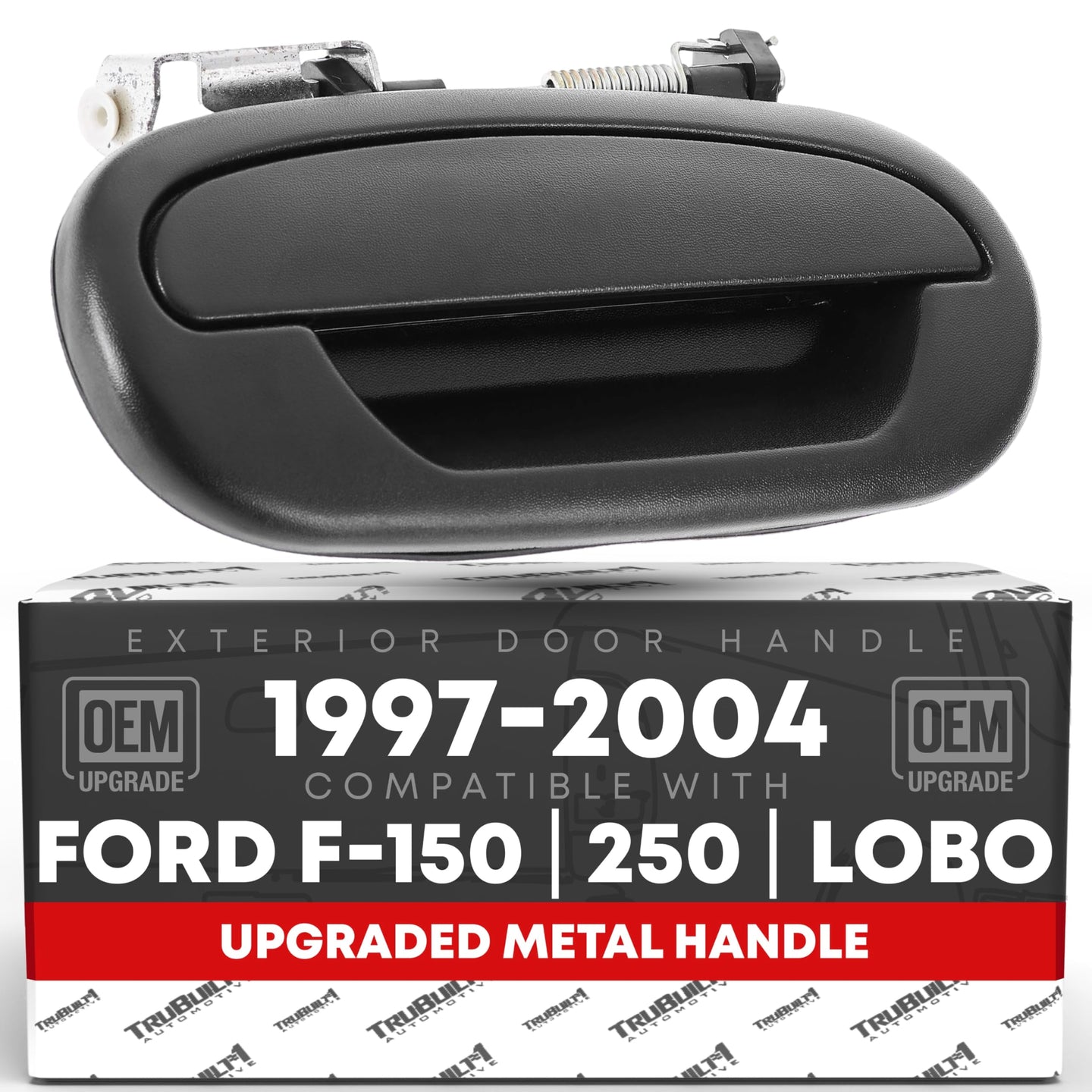 T1A Exterior Rear Passenger Door Handle, Upgraded Metal - Compatible with 1997-2003 Ford F-150, 97-99 Ford F-250, 98-03 Ford Lobo - Textured Black - OEM F75Z-7826600-MT, FO1521114 - Rear Passenger Side Handle