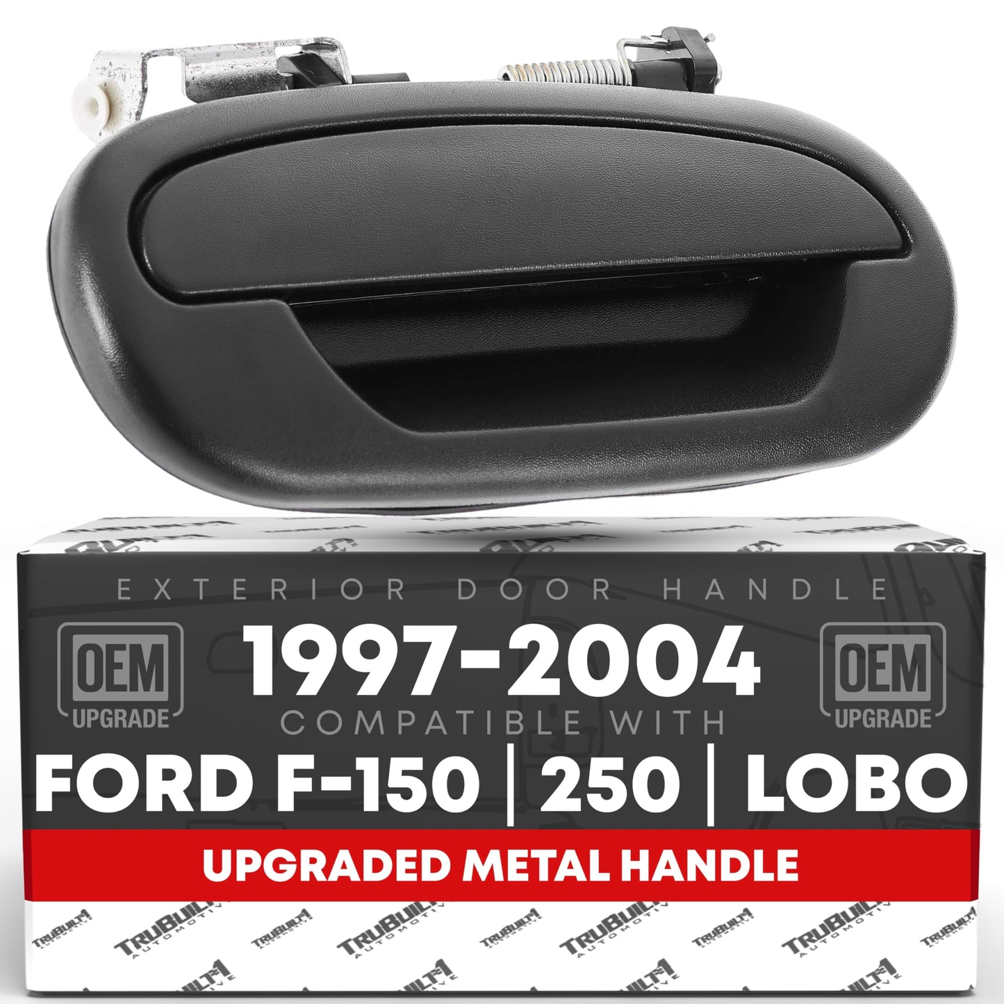 T1A Exterior Rear Passenger Door Handle, Upgraded Metal - Compatible with 1997-2003 Ford F-150, 97-99 Ford F-250, 98-03 Ford Lobo - Textured Black - OEM F75Z-7826600-MT, FO1521114 - Rear Passenger Side Handle