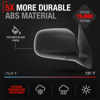 2005-2011 Toyota Tacoma Passenger Side Mirror Replacement - Manual Adjustment Manual Folding Convex Glass with English Warning Textured Black - Passenger Side Mirror