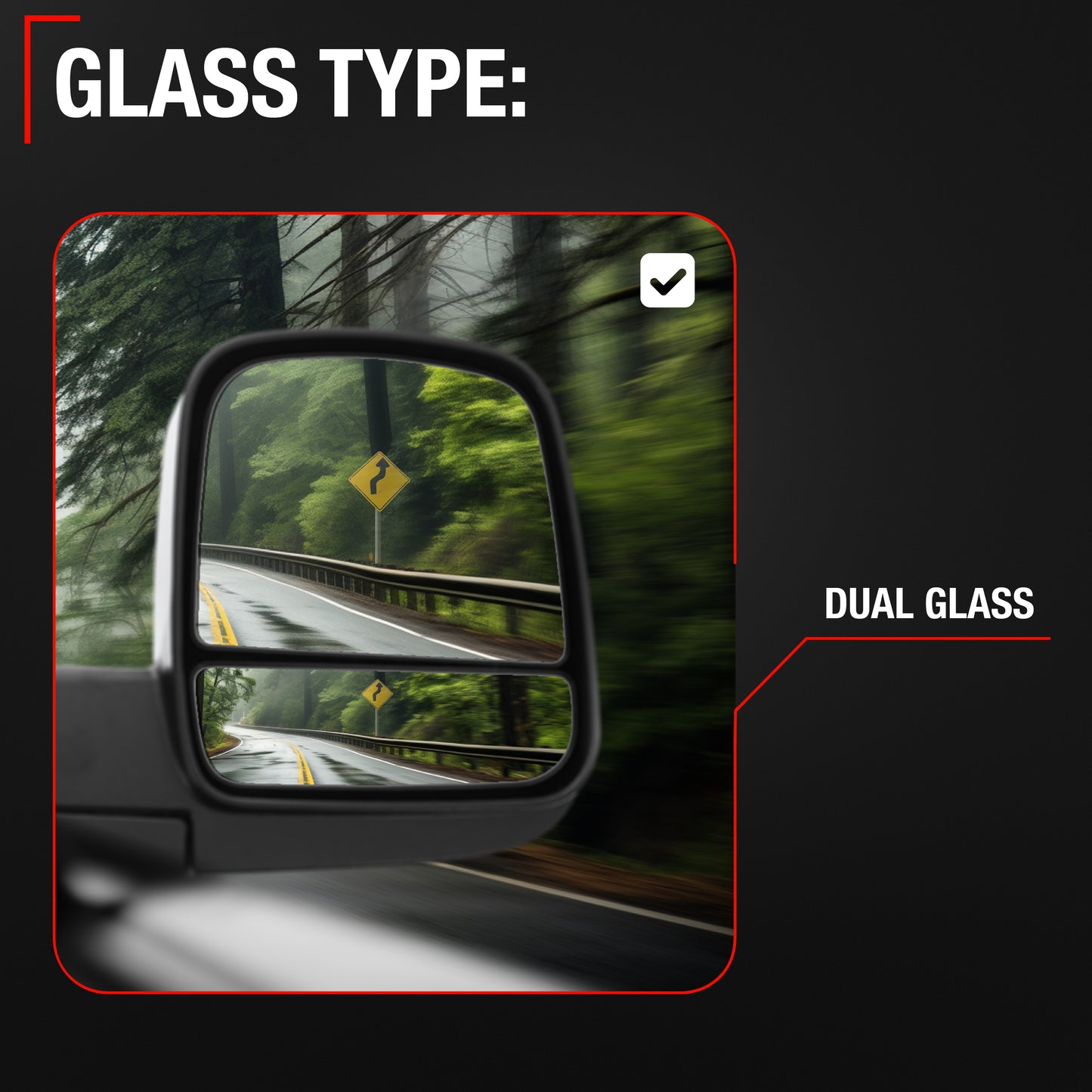 Passenger Side Mirror Replacement - Compatible with 2014-2024 Ram Promaster - Powered Adjustment, Heated, Manual Fold, Turn Signal, Dual Glass - Textured Black - OEM 7SV32JXWAA, 5VE96JXWAE, CH1321547 - Passenger Side Mirror