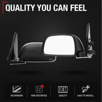 Driver Side Mirror Replacement - Compatible with 1995-1999 Toyota Tacoma - Manual Adjustment, Manual Folding, Flat Glass - Textured Black Cover - OEM 87940-04040, 955449, TO1320116 - Driver Side Mirror