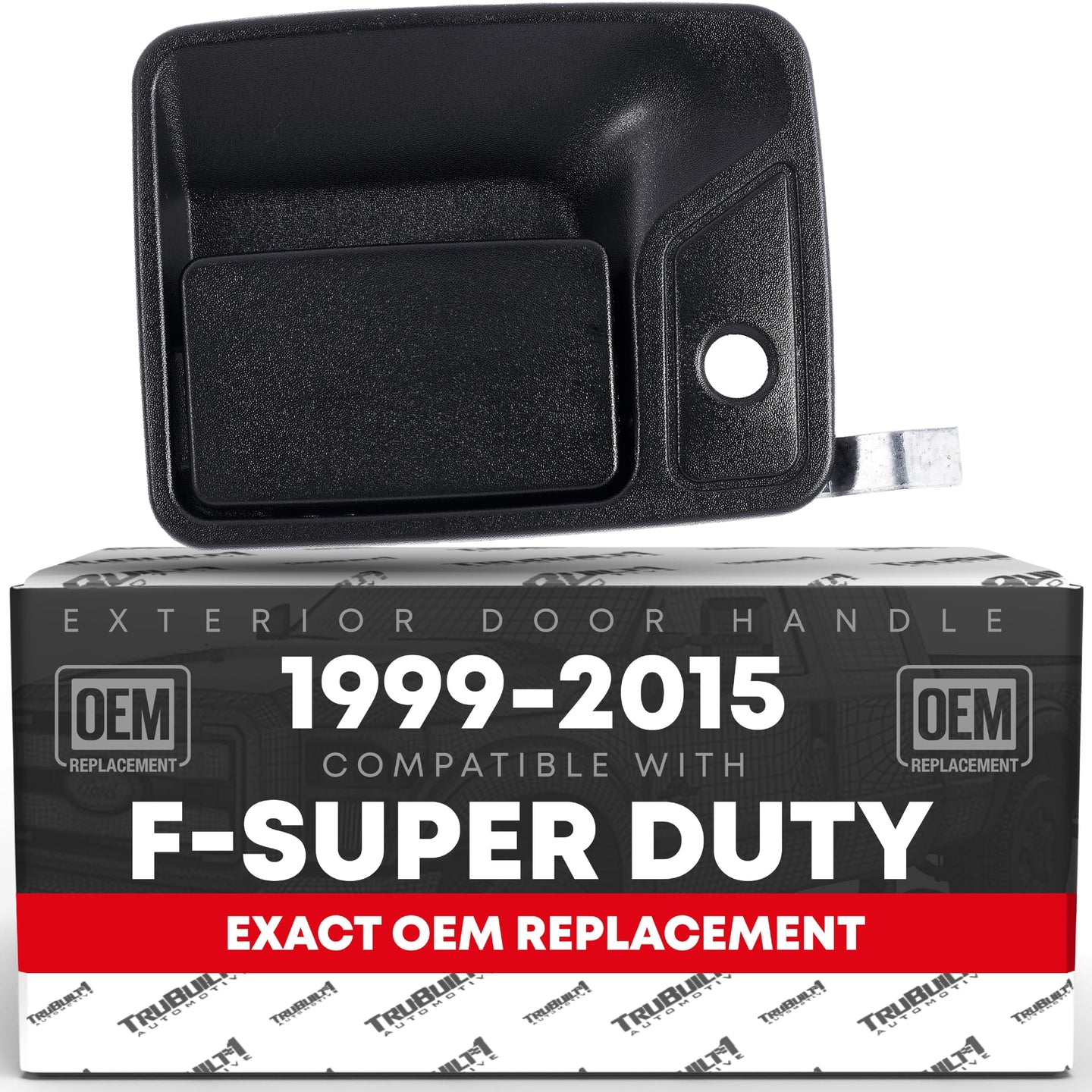 1999-2015 Ford Super Duty F-250 F-350 F-450 F-550 Excursion Exterior Front Passenger Door Handle - Textured Black with Keyhole - Front Passenger Door