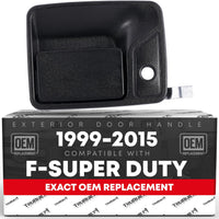 1999-2015 Ford Super Duty F-250 F-350 F-450 F-550 Excursion Exterior Front Passenger Door Handle - Textured Black with Keyhole - Front Passenger Door