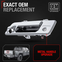 Toyota Tacoma Tailgate Handle, Upgraded Metal - Chrome with Camera Hole and LED Hole - Chrome Tailgate Handle