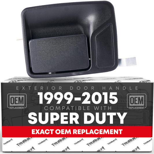 Exterior Front or Rear Passenger Door Handle - Compatible with 1999-2016 Ford F-250, F-350, F-450, F-550, F-650 Super Duty, 00-05 Excursion - Textured Black - OEM 5C3Z-2626600-AAA, F81Z-2626600-AAB - Rear Passenger Door