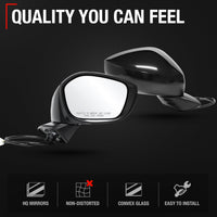 2022-2024 Honda Civic Passenger Side Mirror Replacement Powered Manual Fold Convex Glass Smooth Black - Passenger Side Mirror