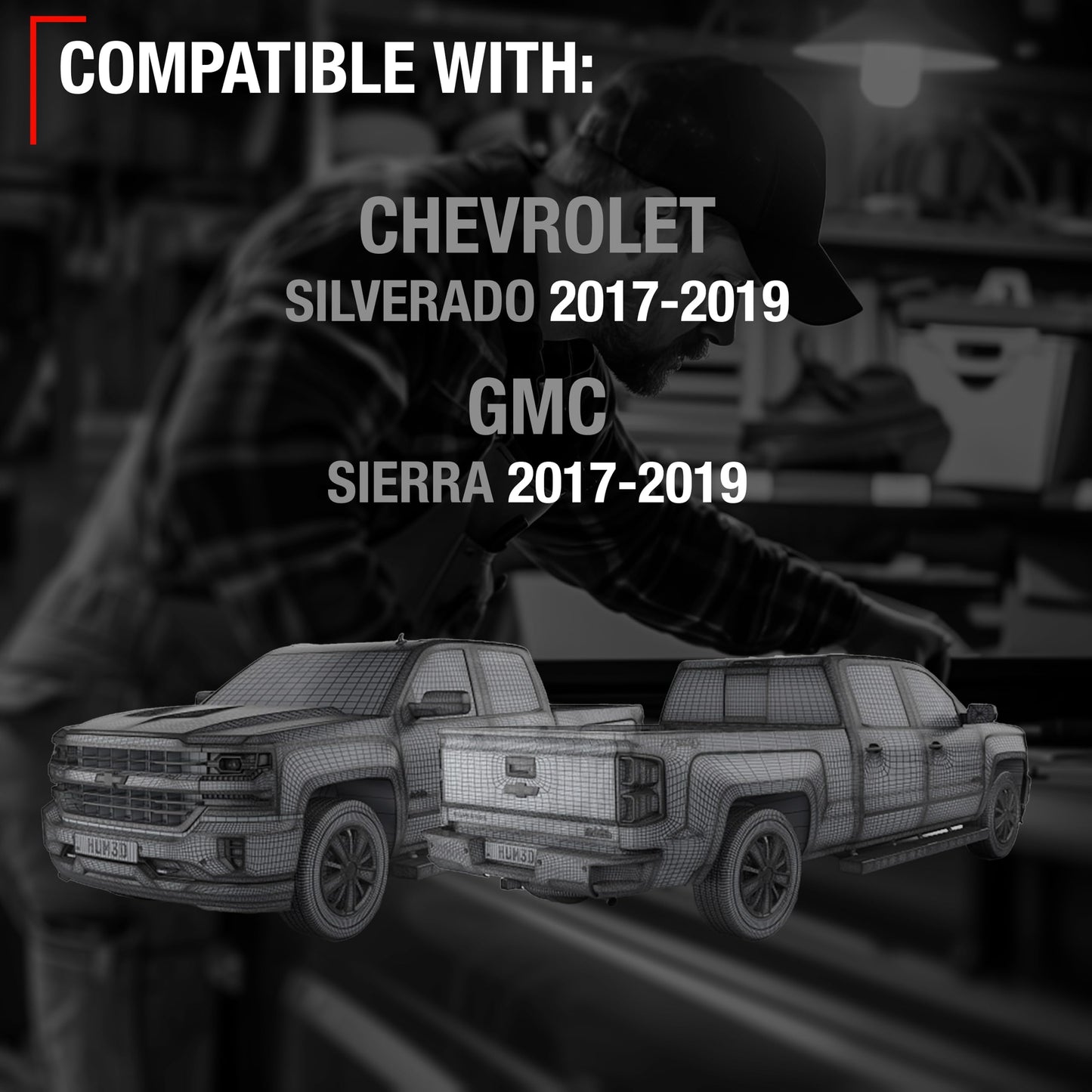 Chevrolet Silverado GMC Sierra Tailgate Support Cables - Rear Metal Strap Pair for Driver & Passenger Side