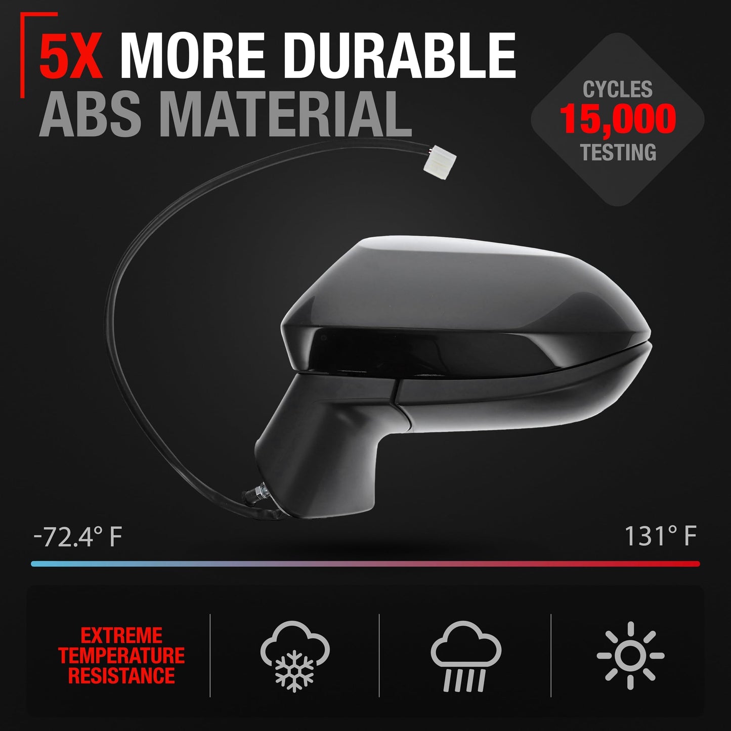 2020-2024 Toyota Corolla Sedan Driver Side Mirror Replacement - Power Adjustment Manual Folding Flat Glass Black - Driver Side Mirror