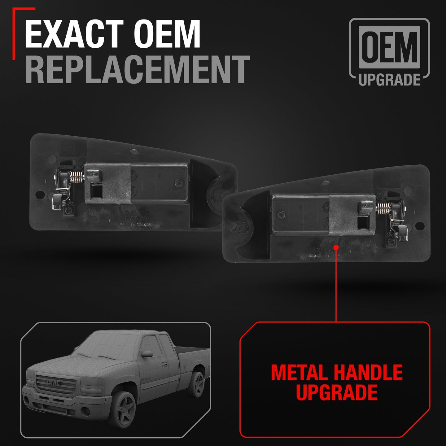 1999-2007 Chevrolet Silverado GMC Sierra Extended Cab Rear Door Handle Set - Metal Upgrade - Left + Right Side Ext Cab Handle (Metal)