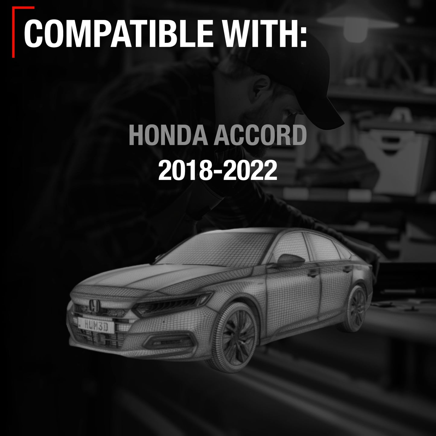 2018-2022 Honda Accord Driver Side Mirror Replacement Powered Manual Fold Heated Turn Signal Flat Glass Smooth Black - Driver Side Mirror