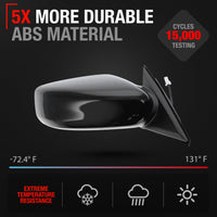 2013-2018 Nissan Altima Sedan Passenger Side Mirror Replacement - Powered Adjustable Non-Foldable Convex Glass Black Cover - Passenger Side Mirror