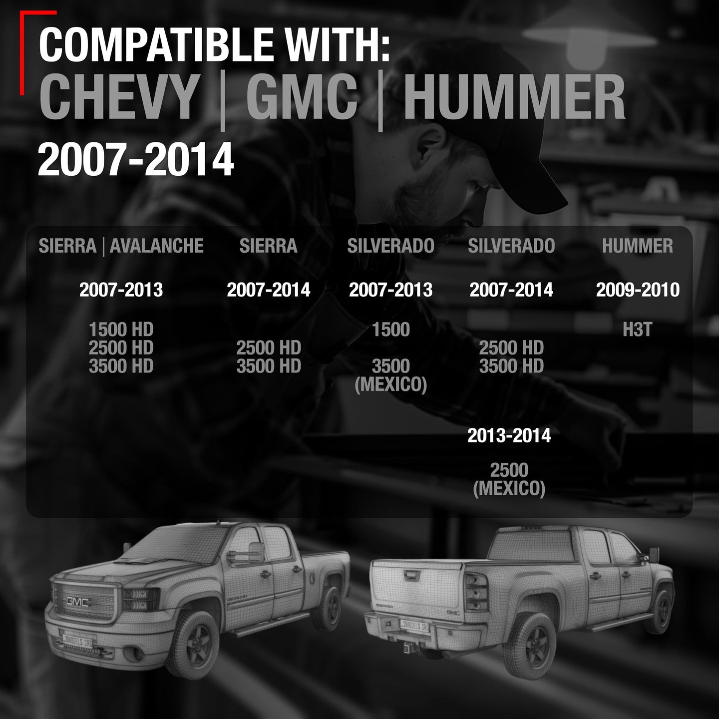 2007-2014 Chevrolet Silverado 1500 2500 HD 3500 HD GMC Sierra 1500 2500 HD 3500 HD Hummer H3T Tailgate Handle - Black - Texture Tailgate Handle