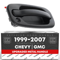 1999-2006 Chevrolet Silverado Suburban Avalanche GMC Sierra Yukon Exterior Front Passenger Door Handle Upgraded Metal - Textured Black with Keyhole - Front Passenger Side Handle