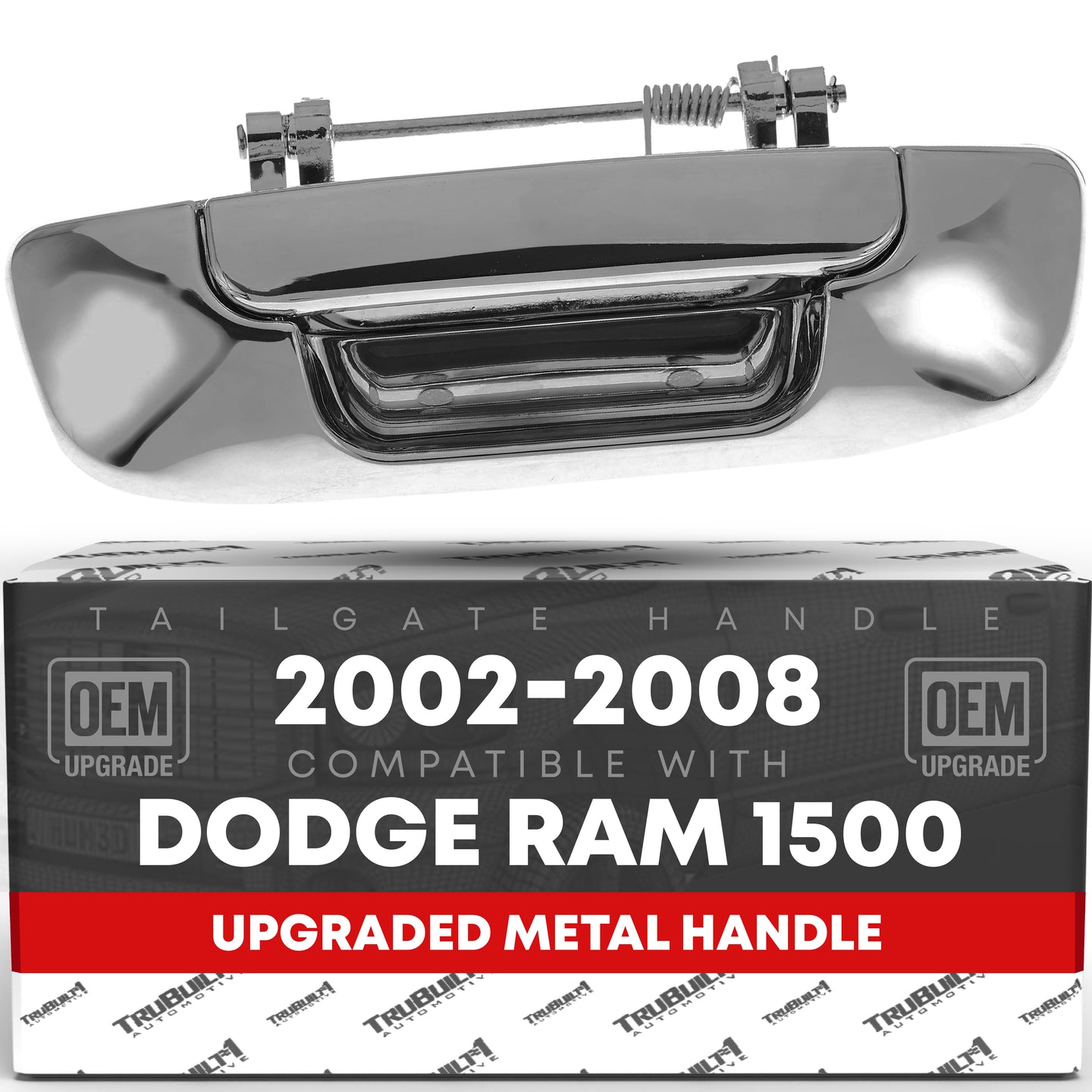 2002-2008 Dodge Ram 1500, 2003-2009 Dodge Ram 2500, 3500 Tailgate Handle Assembly, Upgraded Metal - Exterior Tailgate Latch, All Chrome - Chrome Tailgate Handle