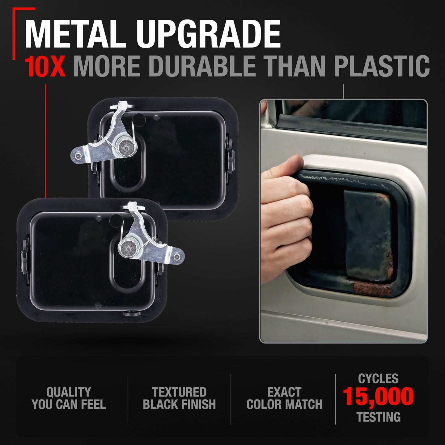 1997-2006 Jeep Wrangler Exterior Door Handle Set Front Driver and Passenger - Full Door Type Black Metal - Front Driver + Passenger Door Handle