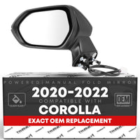 2020-2022 Toyota Corolla Driver Side Mirror Replacement Powered Manual Fold Heated Flat Glass Smooth Black - Driver Side Mirror