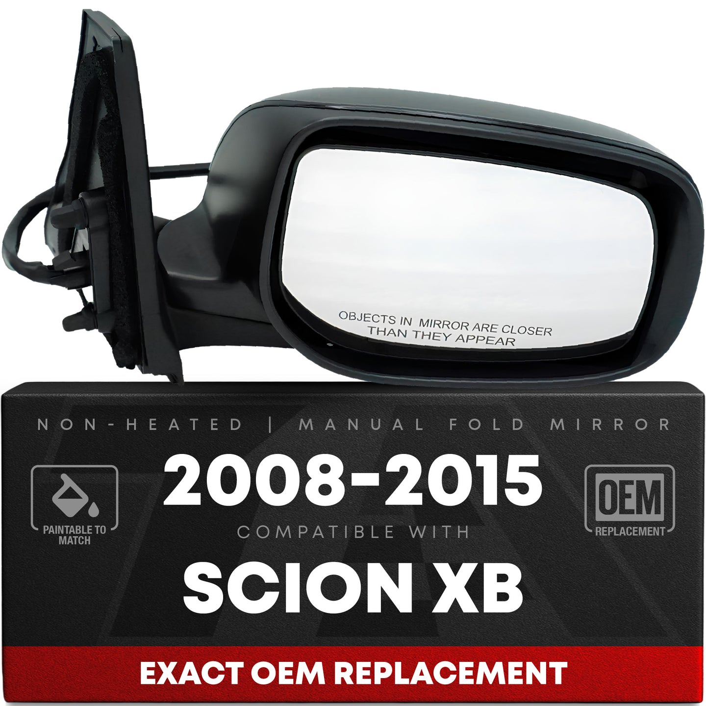Passenger Side Power Side View Mirror with Integrated Turn Signal - Compatible with 2008-2015 Scion xB - Power Adjust, Turn Signal, Manual Folding - Paintable Smooth Housing - OEM 8791012D50