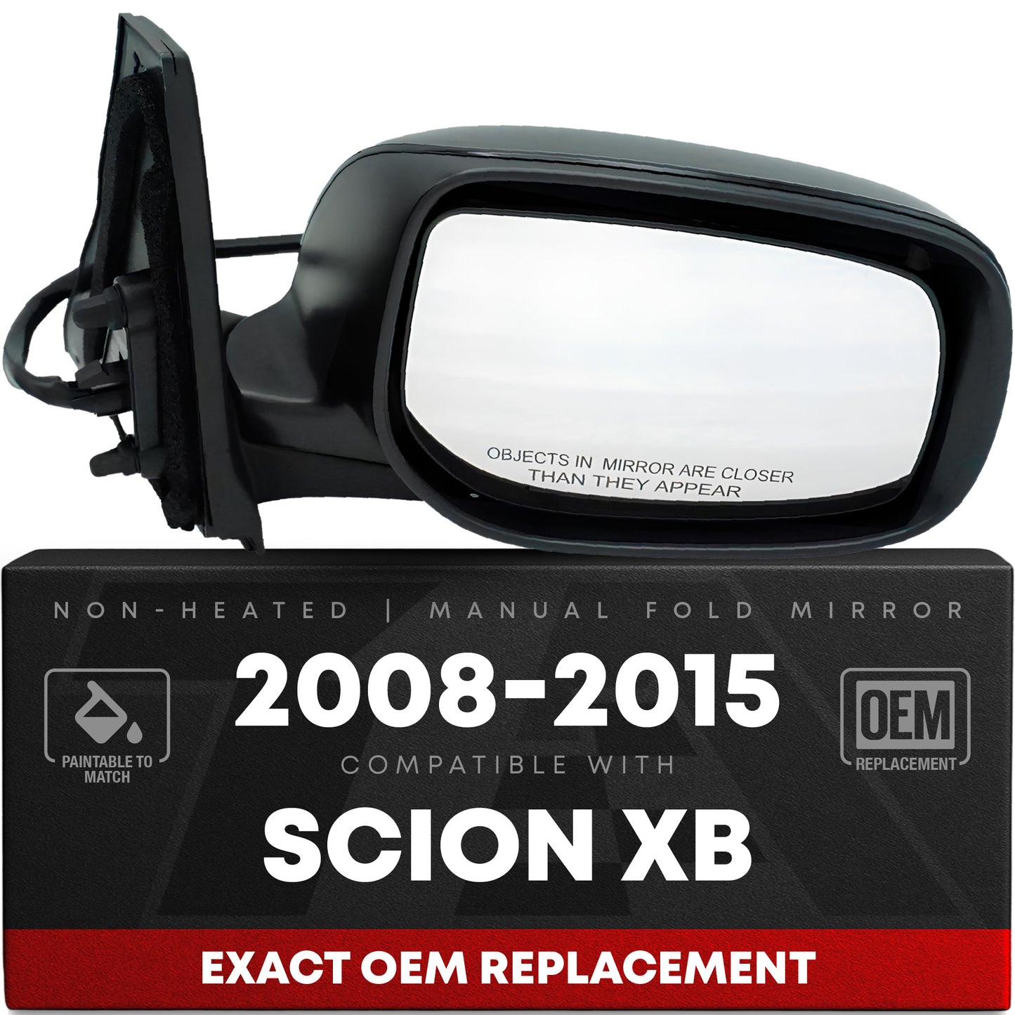 Passenger Side Power Side View Mirror with Integrated Turn Signal - Compatible with 2008-2015 Scion xB - Power Adjust, Turn Signal, Manual Folding - Paintable Smooth Housing - OEM 8791012D50