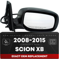 Passenger Side Power Side View Mirror with Integrated Turn Signal - Compatible with 2008-2015 Scion xB - Power Adjust, Turn Signal, Manual Folding - Paintable Smooth Housing - OEM 8791012D50