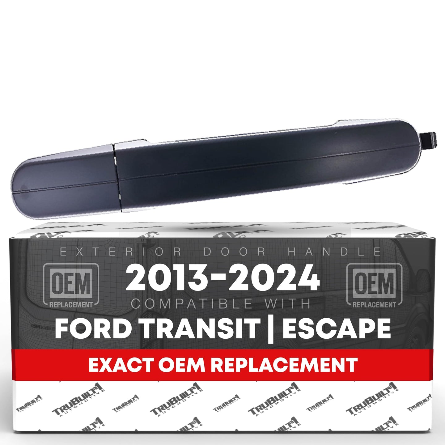 2012-2019 Ford C-Max Escape Focus Exterior Front and Rear Door Handle and Cover Set - Textured Black - Exterior Passenger Door Handle
