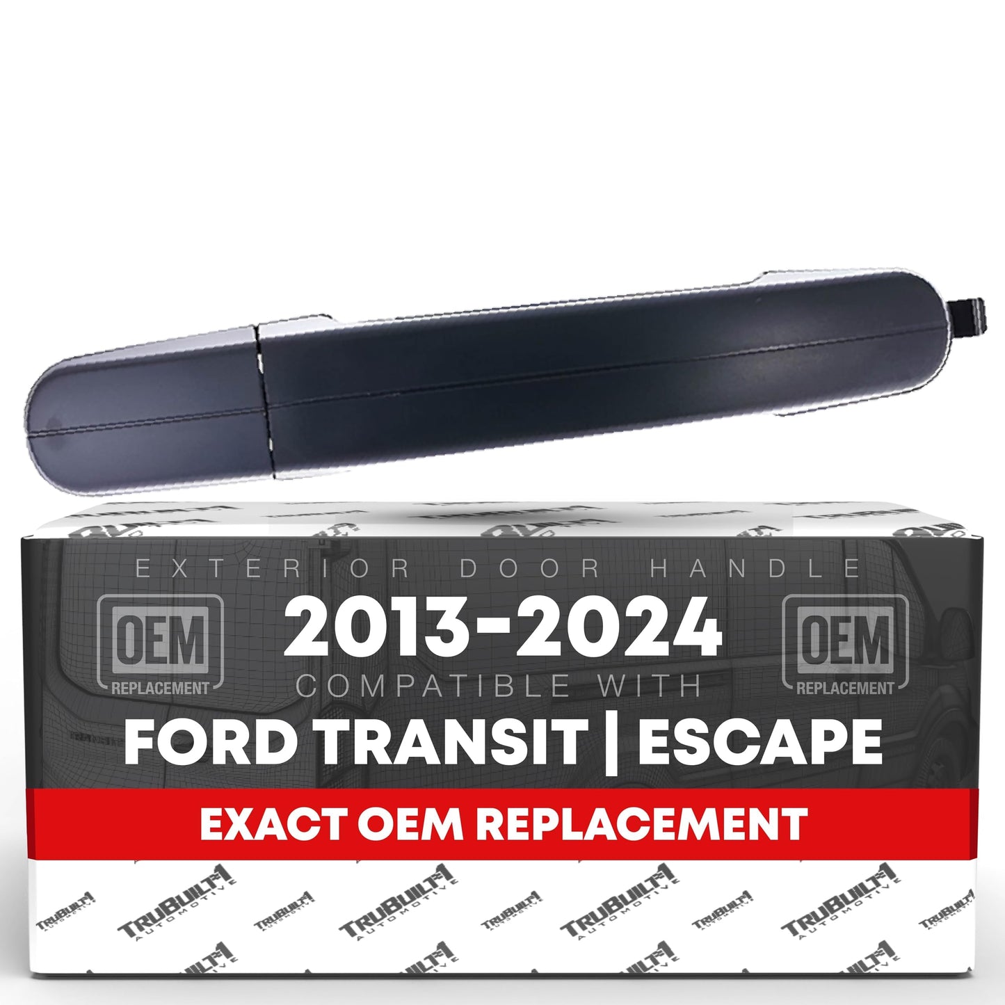 2012-2019 Ford C-Max Escape Focus Exterior Front and Rear Door Handle and Cover Set - Textured Black - Exterior Passenger Door Handle