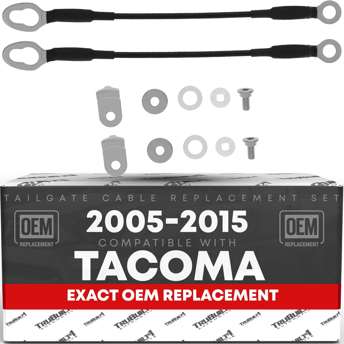Toyota Tacoma Tailgate Cable Set - 12.5" Rear Support Cables, Durable Metal Straps