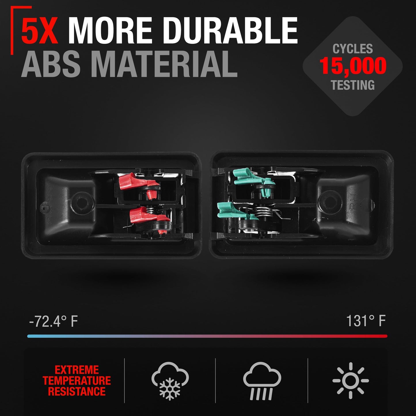 1984-2002 Jeep Wrangler Interior Front/Rear Driver and Passenger Door Handle Set - Textured Black Plastic - Driver + Passenger Door Handle