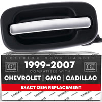 1999-2006 Chevrolet Silverado Suburban Tahoe Avalanche GMC Sierra Yukon Cadillac Escalade Exterior Rear Driver Door Handle - Chrome Black - Rear Left Door Handle
