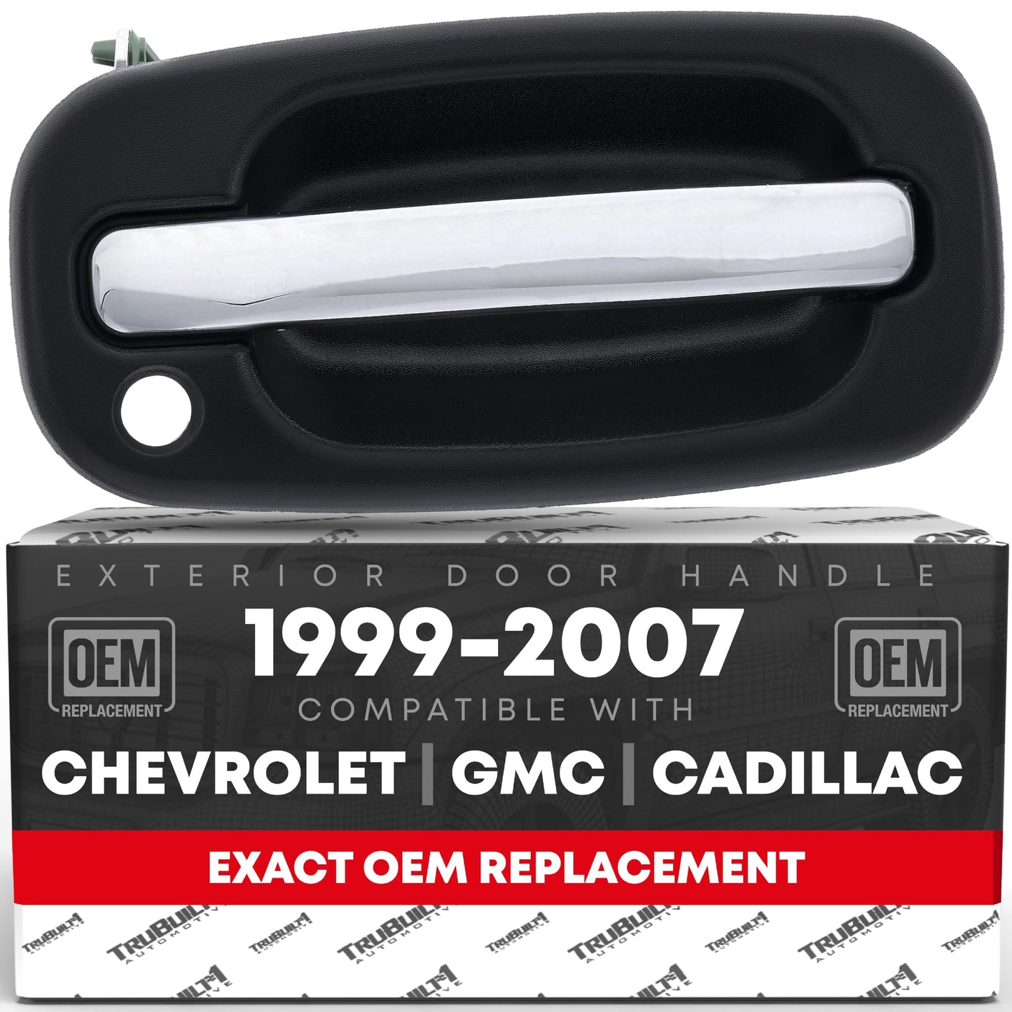 1999-2006 Chevrolet Silverado Suburban Tahoe Avalanche GMC Sierra Yukon Cadillac Escalade Exterior Front Passenger Door Handle - Chrome, Black - Front Right Door Handle