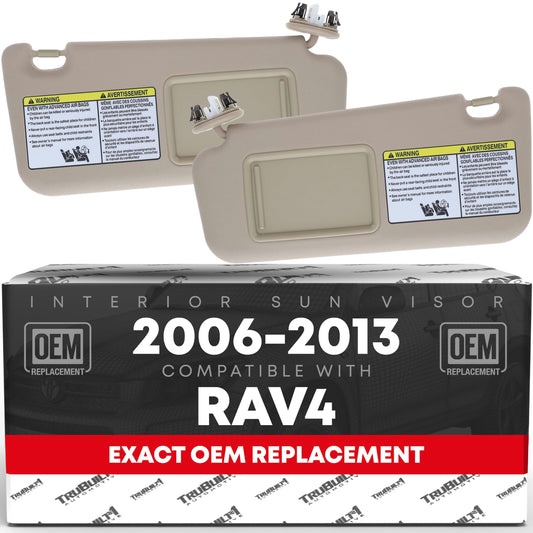 Toyota RAV4 Sun Visor Set - Left & Right - Beige with Mirror - Beige,Driver & Passenger