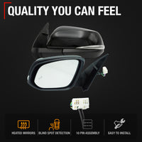 Driver Side Heated Side View Mirror with Integrated Turn Signal - Compatible with 2016-2022 Toyota Tacoma - Power Heated, Turn Signal, Manual Folding - Paintable Smooth Housing - OEM 8794004250-PFM - Driver Side Mirror
