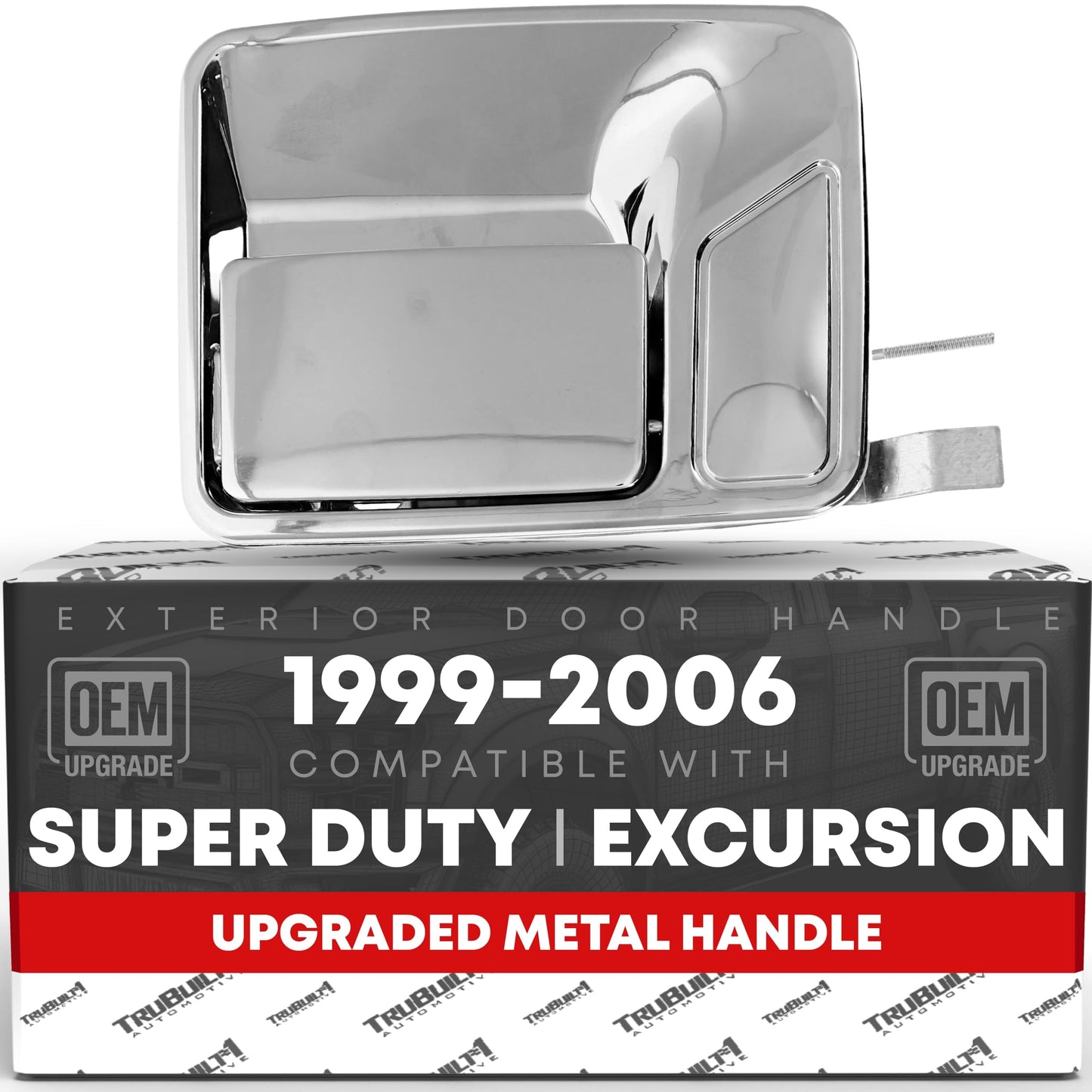 1999-2016 Ford F-250 F-350 F-450 F-550 F-650 Excursion Exterior Front or Rear Passenger Door Handle Replacement, Upgraded Metal - All Chrome - Front or Rear Passenger Side Handle