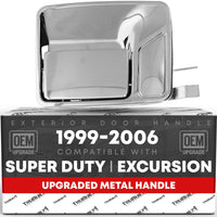 1999-2016 Ford F-250 F-350 F-450 F-550 F-650 Excursion Exterior Front or Rear Passenger Door Handle Replacement, Upgraded Metal - All Chrome - Front or Rear Passenger Side Handle